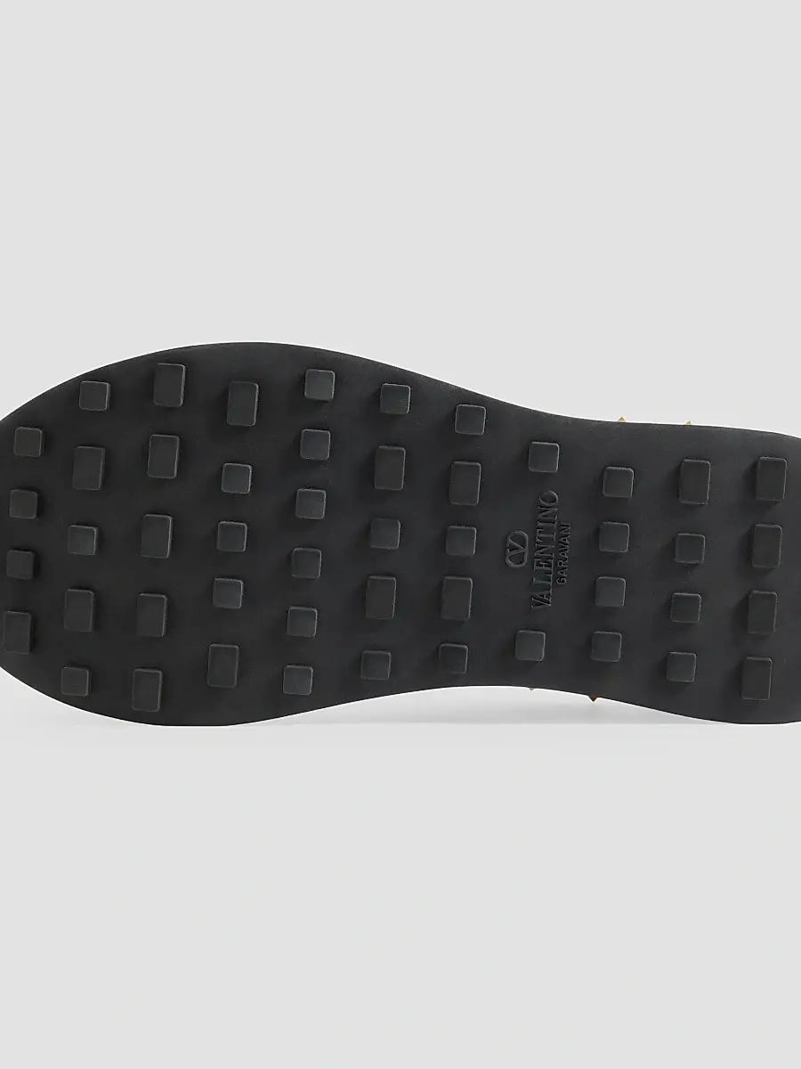 Valentino Men's Stud Up Sneaker in Leather and Nylon - Black | Thumbnail 3