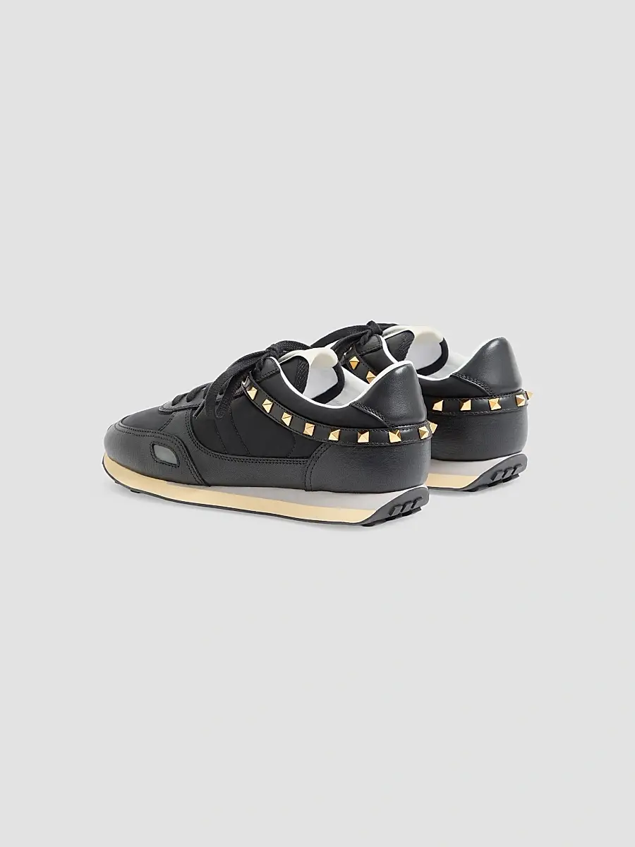 Valentino Men's Stud Up Sneaker in Leather and Nylon - Black | Thumbnail 5