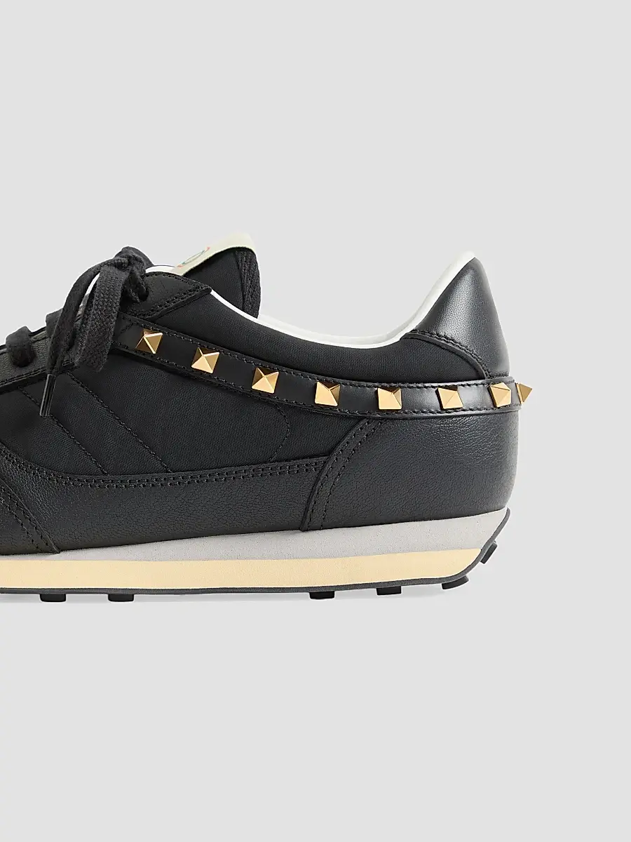 Valentino Men's Stud Up Sneaker in Leather and Nylon - Black | Thumbnail 7