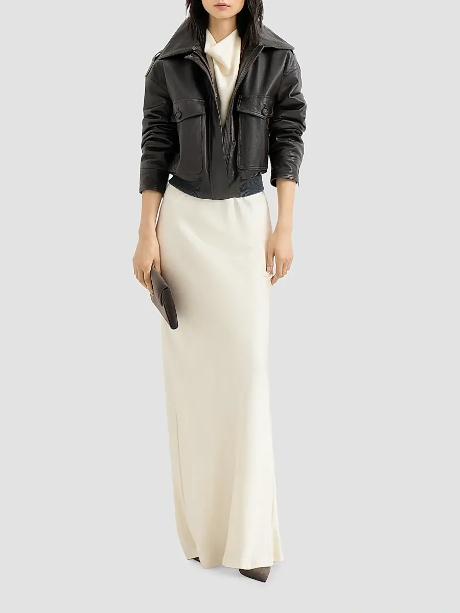 Brunello Cucinelli Women's Silk Satin Halterneck Dress | Thumbnail 6
