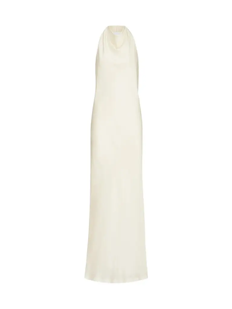 Women's Silk Satin Halterneck Dress