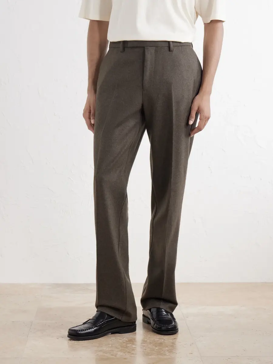 Sunspel Straight-Leg Wool Brushed Trousers - Men | Thumbnail 3 Sunspel Straight-Leg Wool Brushed Trousers - Men | Thumbnail 3