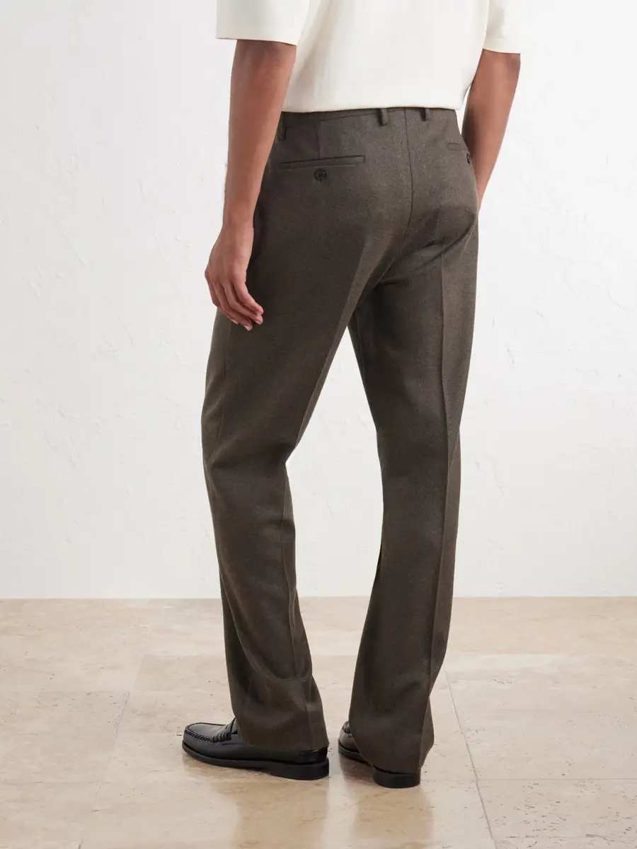 Sunspel Straight-Leg Wool Brushed Trousers - Men | Thumbnail 4 Sunspel Straight-Leg Wool Brushed Trousers - Men | Thumbnail 4