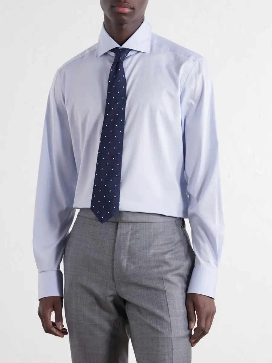 Zegna Cutaway-Collar Cotton-Blend Twill Shirt - Men | Thumbnail 3