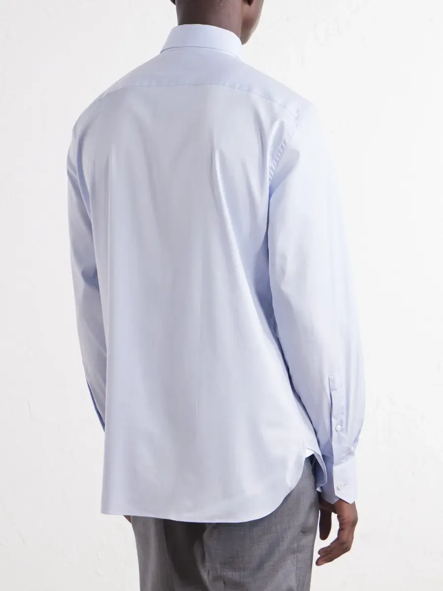Zegna Cutaway-Collar Cotton-Blend Twill Shirt - Men | Thumbnail 4