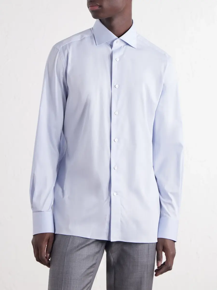 Zegna Cutaway-Collar Cotton-Blend Twill Shirt - Men | Thumbnail 5