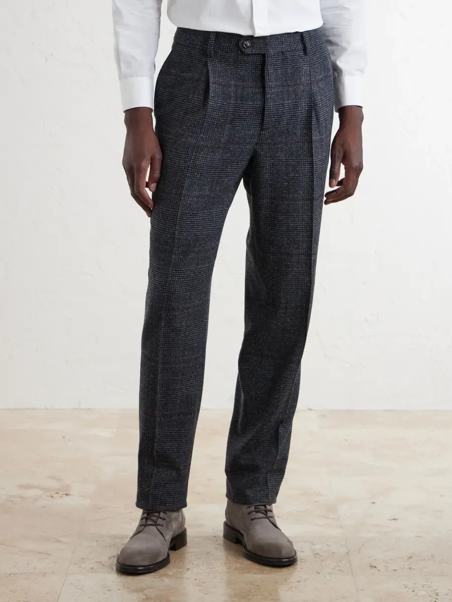 Brunello Cucinelli Lesire Straight-Leg Pleated Checked Silk, Wool and Cashmere-Blend Suit Trousers - Men | Thumbnail 3 Brunello Cucinelli Lesire Straight-Leg Pleated Checked Silk, Wool and Cashmere-Blend Suit Trousers - Men | Thumbnail 3