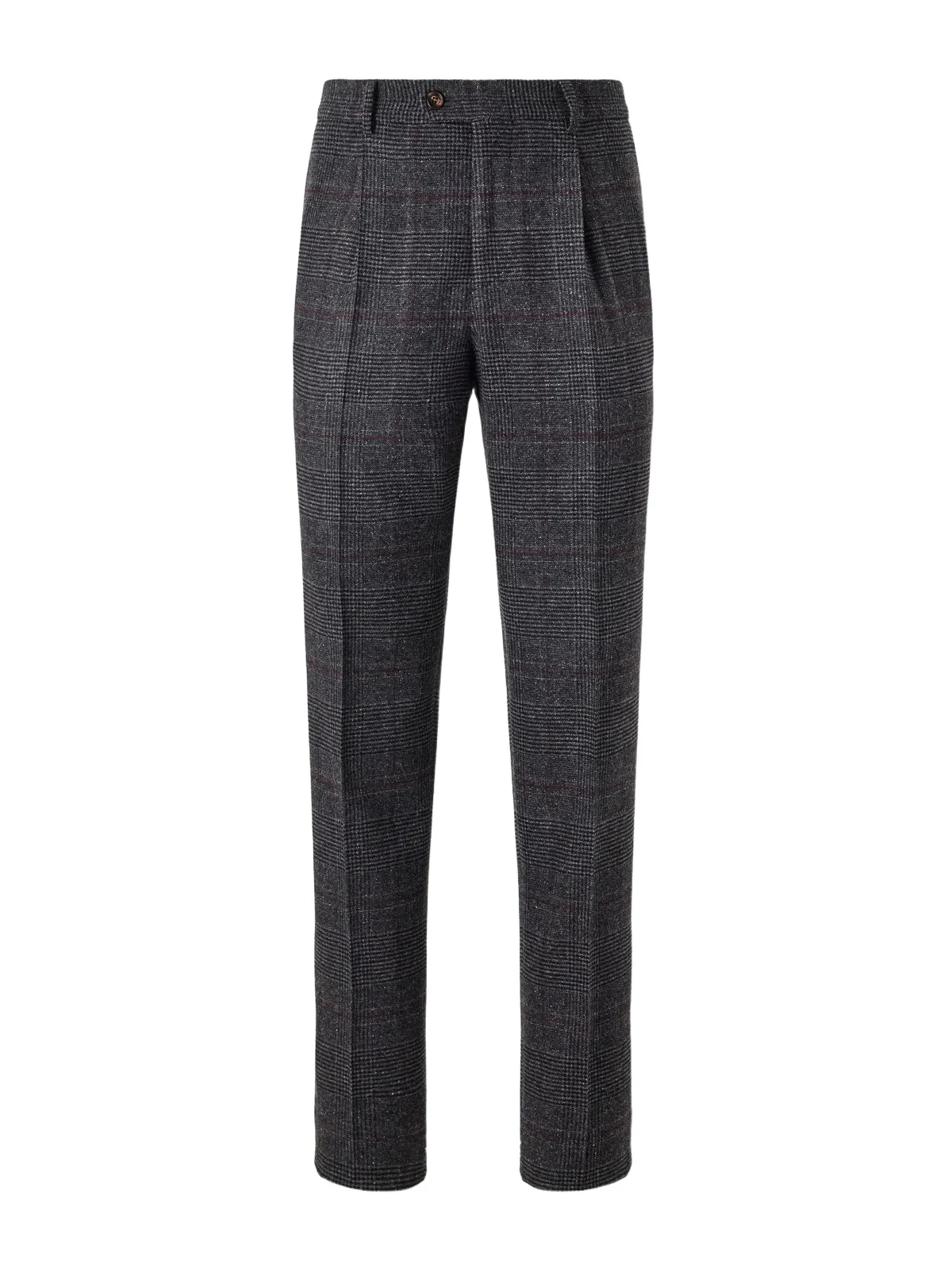 Brunello Cucinelli Lesire Straight-Leg Pleated Checked Silk, Wool and Cashmere-Blend Suit Trousers - Men