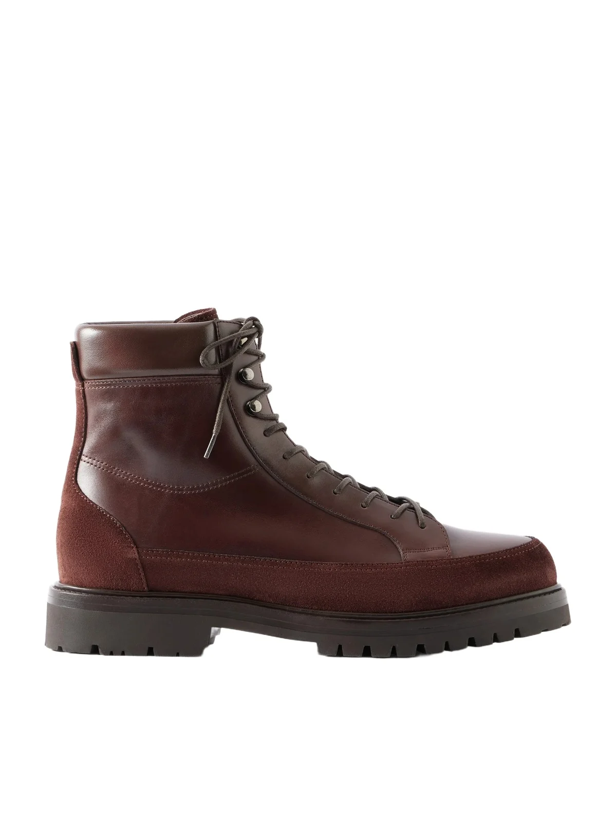 Brunello Cucinelli Suede-Trimmed Leather Hiking Boots - Men