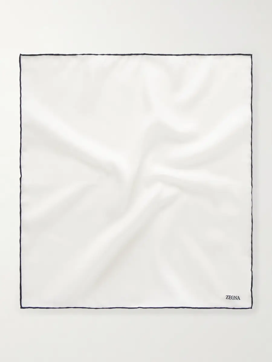Zegna Logo-Print Cotton and Silk-Blend Pocket Square - Men | Thumbnail 3