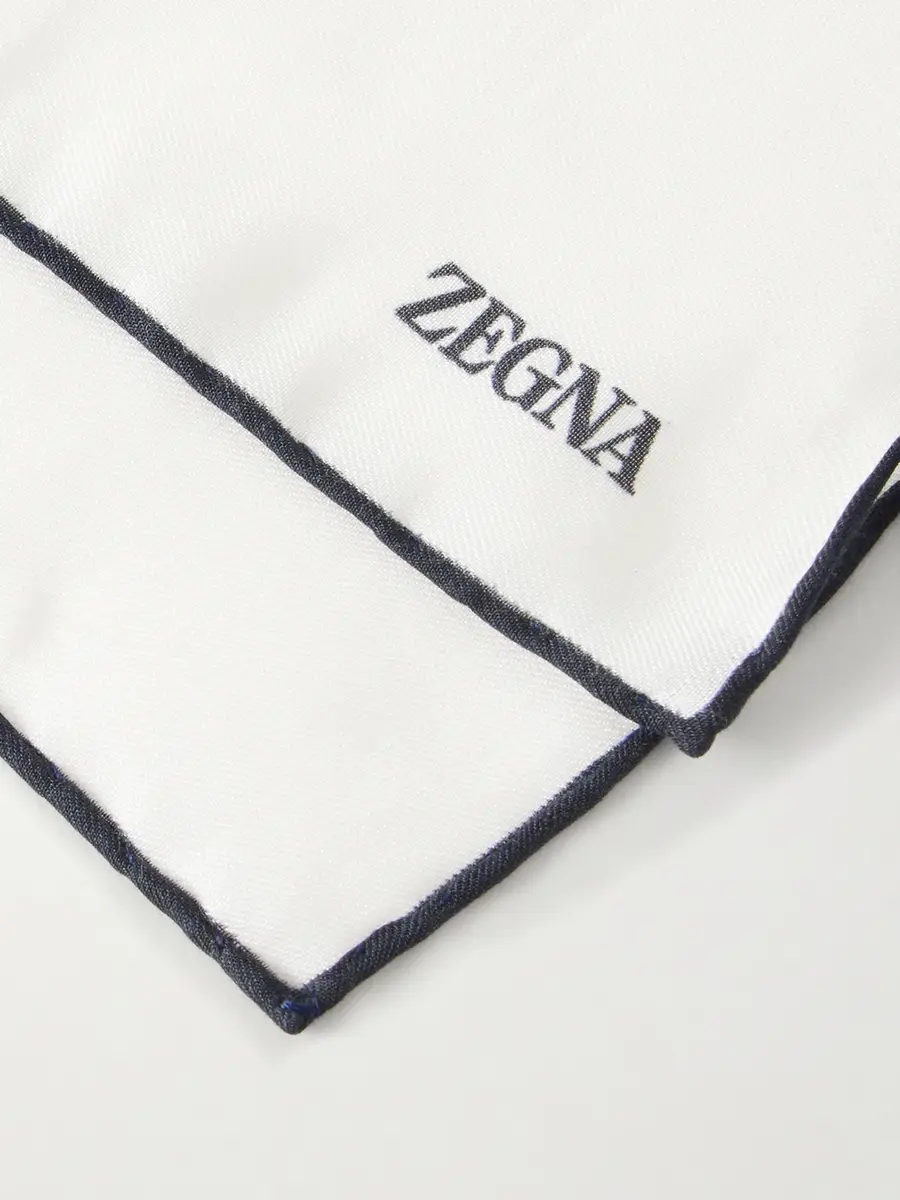 Zegna Logo-Print Cotton and Silk-Blend Pocket Square - Men | Thumbnail 4