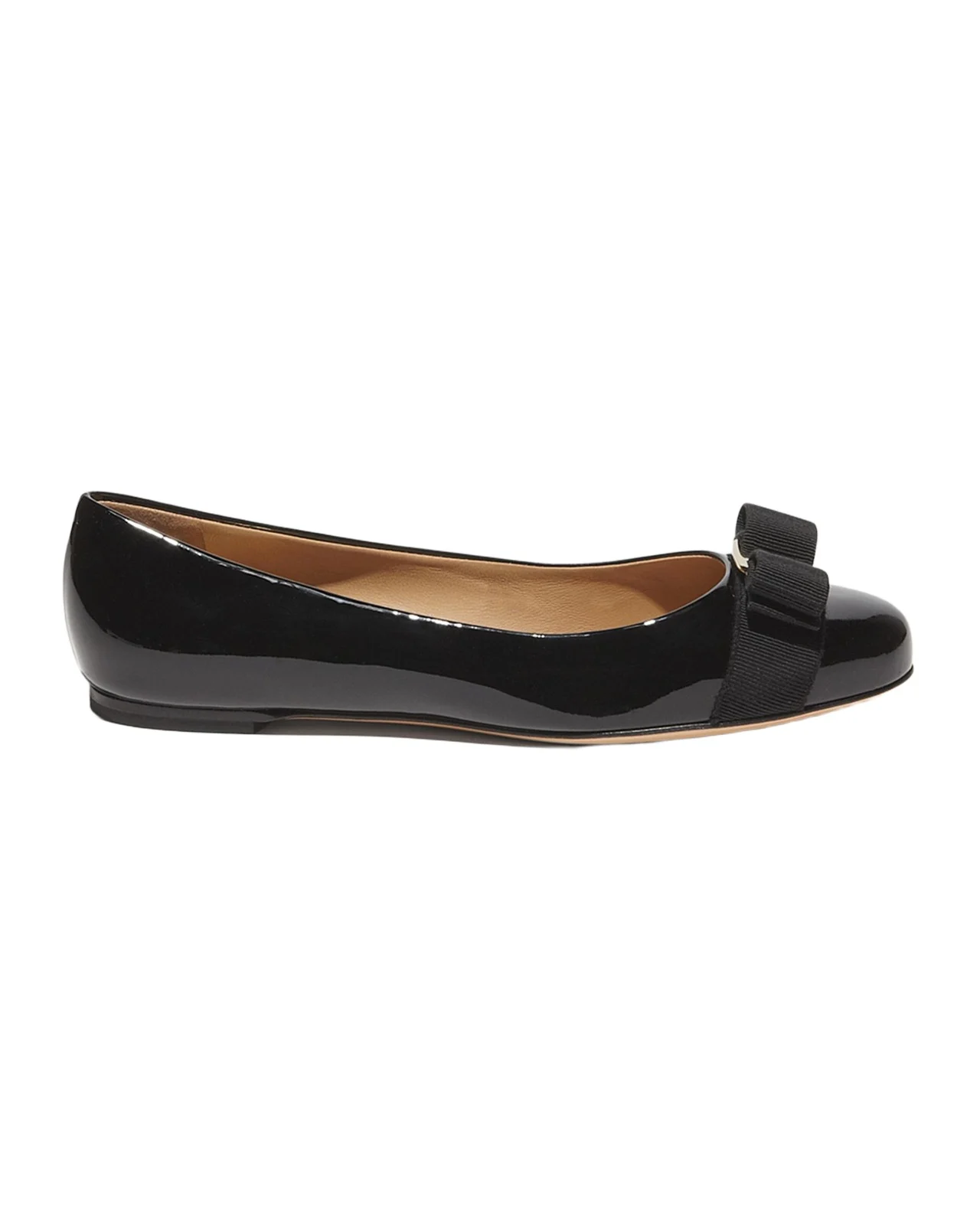 Ferragamo Varina Patent Leather Bow Ballerina Flats