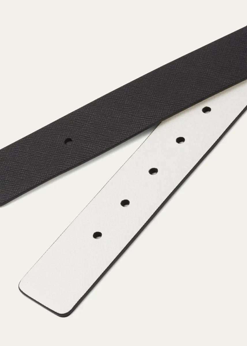 Prada Men's Reversible Saffiano Leather Belt Strap | Thumbnail 4