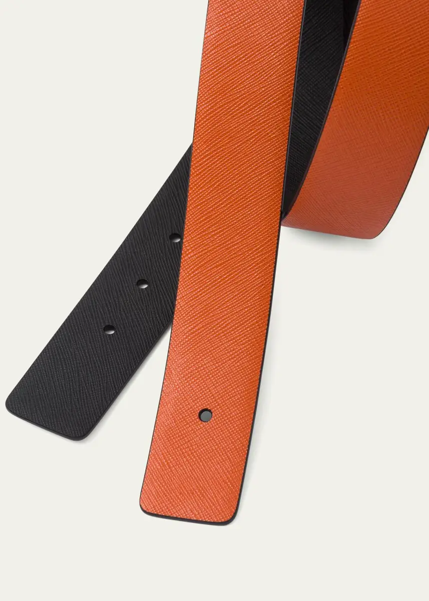 Prada Men's Reversible Saffiano Leather Belt Strap | Thumbnail 6