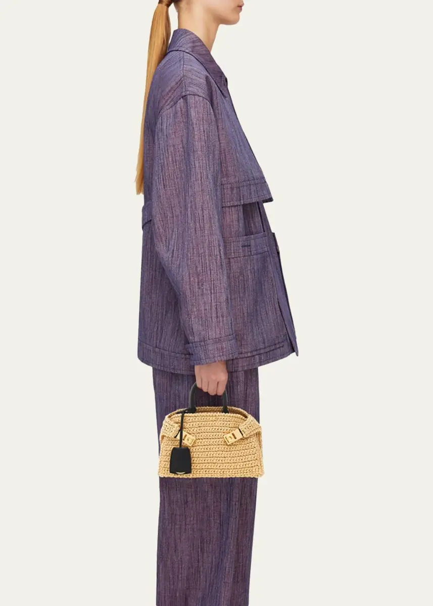 Ferragamo Hug Mini Crochet Raffia Top-Handle Bag | Thumbnail 2 Ferragamo Hug Mini Crochet Raffia Top-Handle Bag | Thumbnail 2