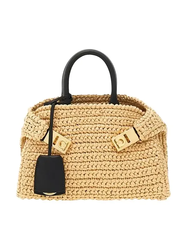 Hug Mini Crochet Raffia Top-Handle Bag Hug Mini Crochet Raffia Top-Handle Bag