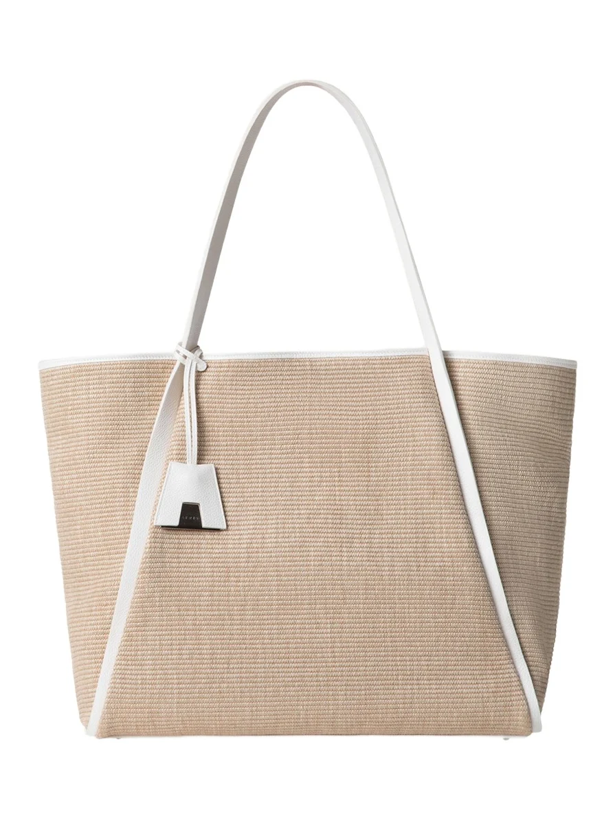 Akris Alex Raffia & Leather Tote Bag