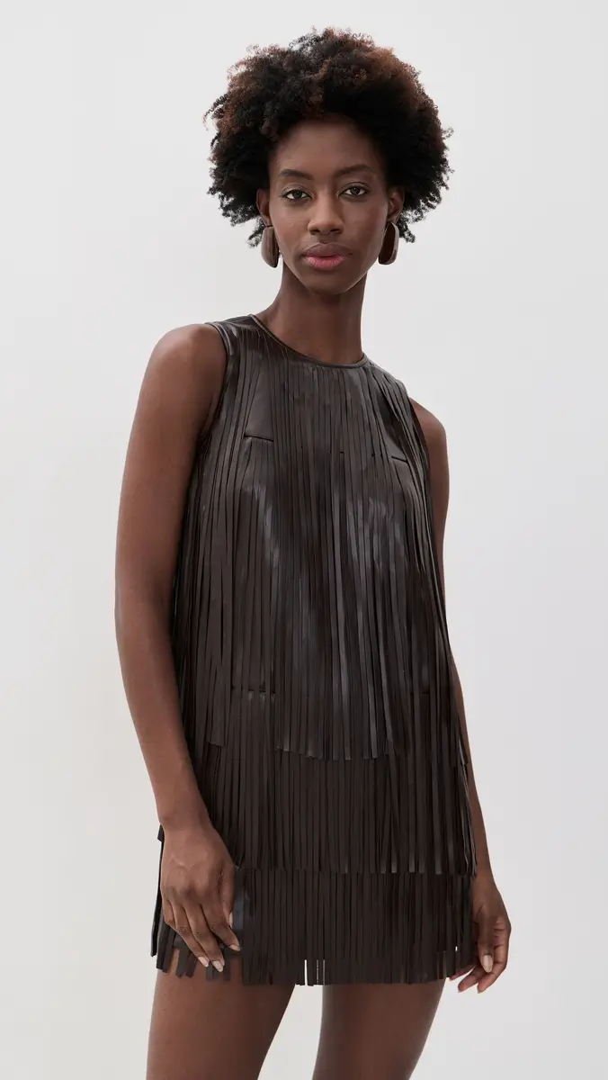 SIMONMILLER Sina Vegan Leather Fringe Dress | Thumbnail 2 SIMONMILLER Sina Vegan Leather Fringe Dress | Thumbnail 2
