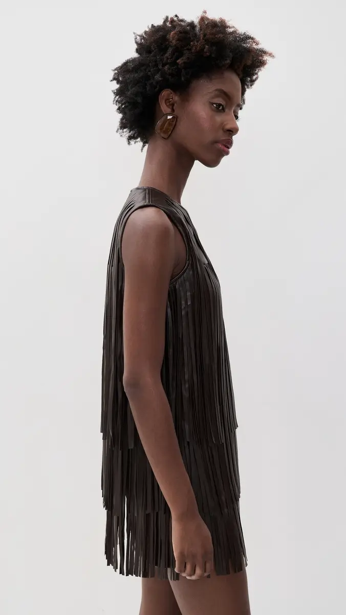 SIMONMILLER Sina Vegan Leather Fringe Dress | Thumbnail 4 SIMONMILLER Sina Vegan Leather Fringe Dress | Thumbnail 4