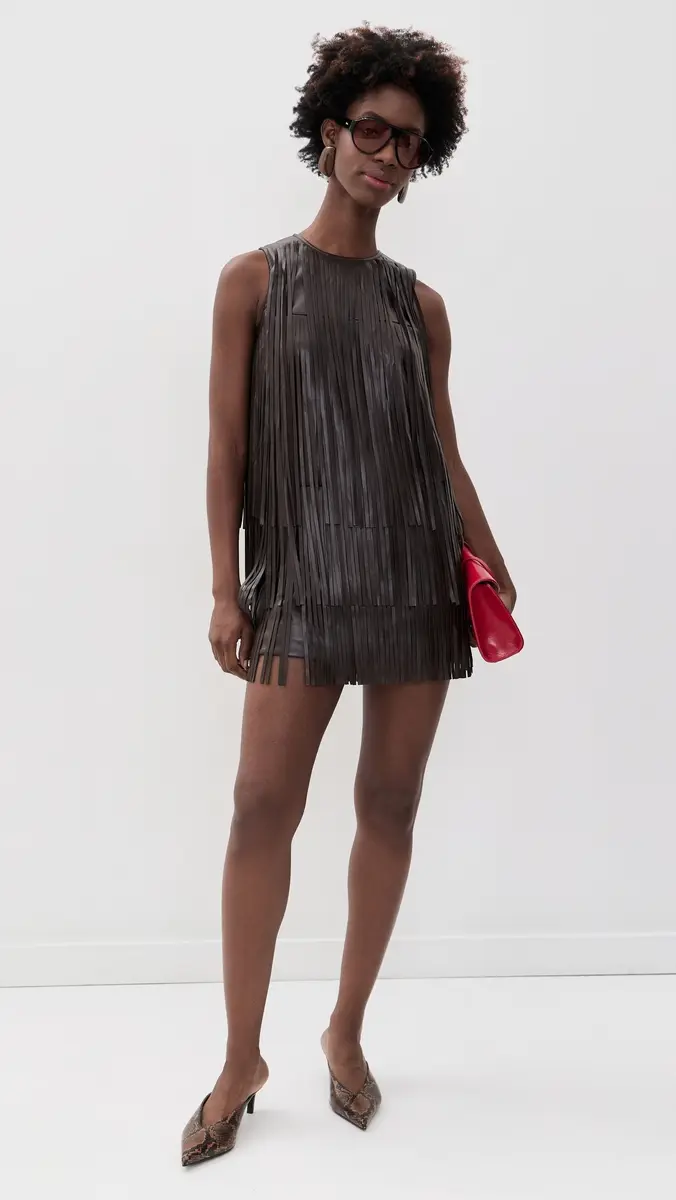 SIMONMILLER Sina Vegan Leather Fringe Dress | Thumbnail 5 SIMONMILLER Sina Vegan Leather Fringe Dress | Thumbnail 5