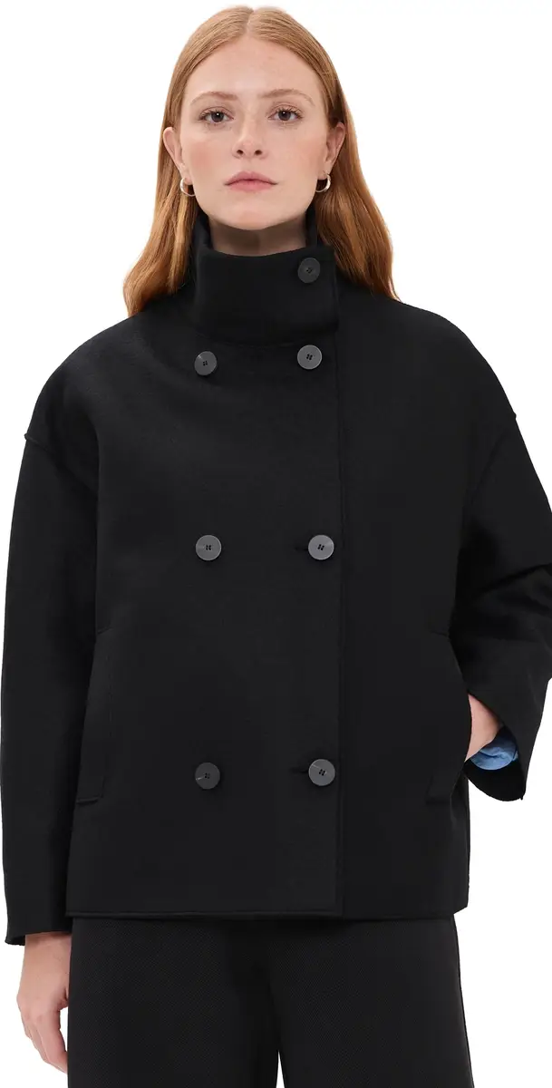 Harris Wharf London Oversized Pressed Wool Funnel Jacket
