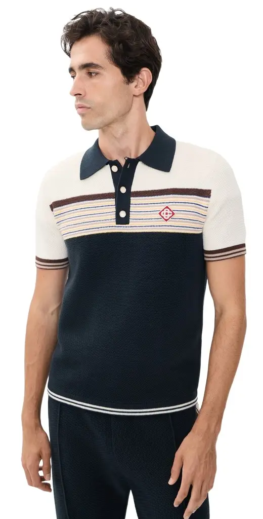 Casablanca Cafe Stripe Polo Shirt | Image 1 Casablanca Cafe Stripe Polo Shirt | Image 1