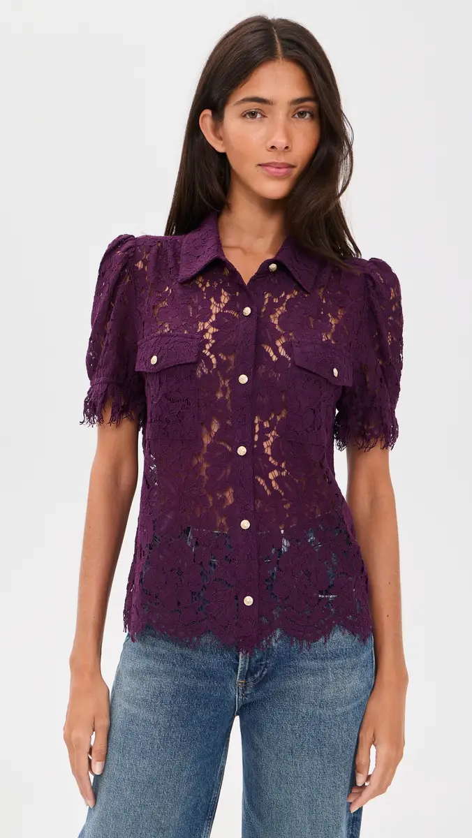 Generation Love Mikaelle Lace Button Down Shirt | Thumbnail 2 Generation Love Mikaelle Lace Button Down Shirt | Thumbnail 2