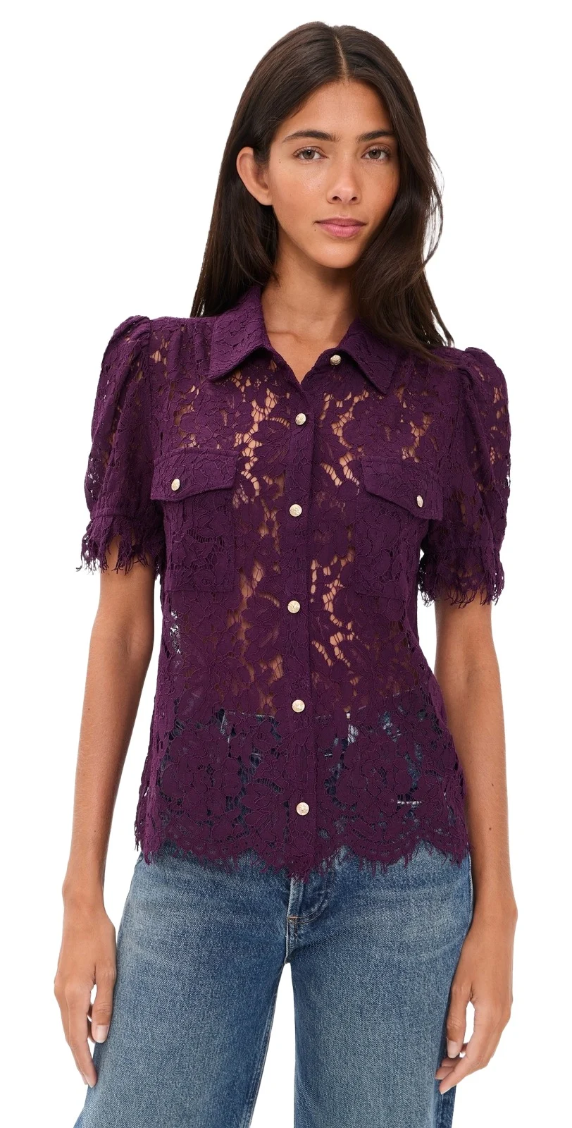 Mikaelle Lace Button Down Shirt Mikaelle Lace Button Down Shirt