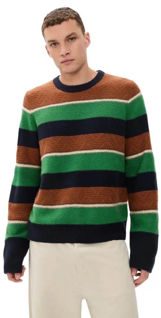 Guest In Residence Stripe Cashmere Crew Sweater