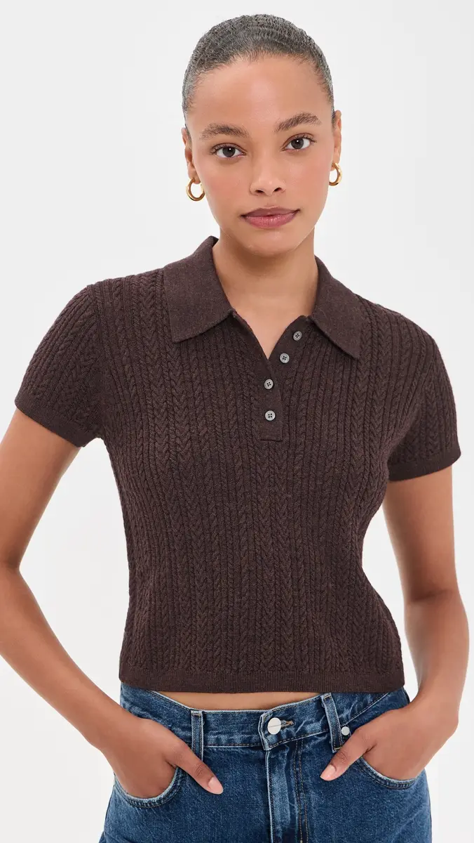GOOD AMERICAN The Micro Cable Polo Pullover | Thumbnail 2 GOOD AMERICAN The Micro Cable Polo Pullover | Thumbnail 2