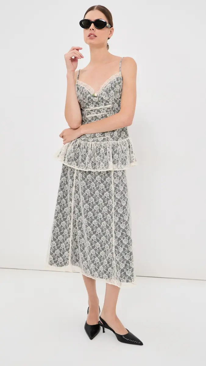 Tanner Fletcher Wilma Lace Layer Midi Skirt | Thumbnail 2