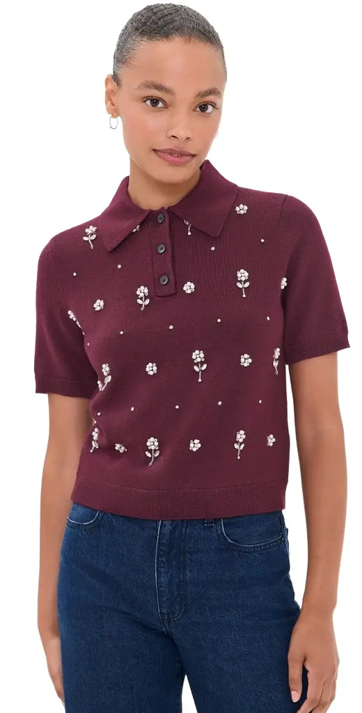 TANYA TAYLOR Embroidered Camilla Top