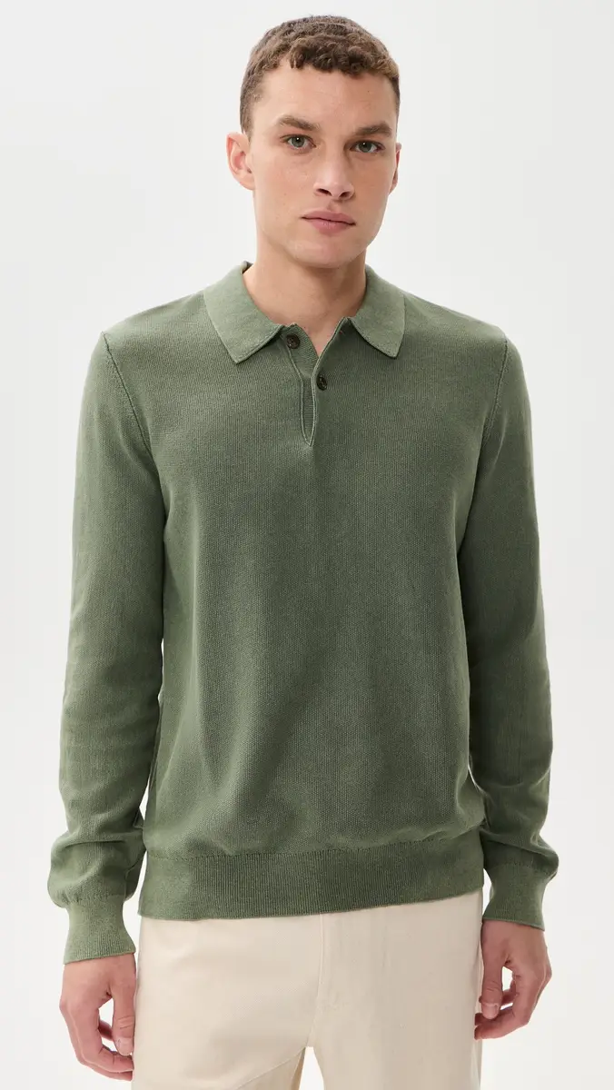 Faherty Long Sleeve Sunwashed Sweater Polo | Thumbnail 2 Faherty Long Sleeve Sunwashed Sweater Polo | Thumbnail 2