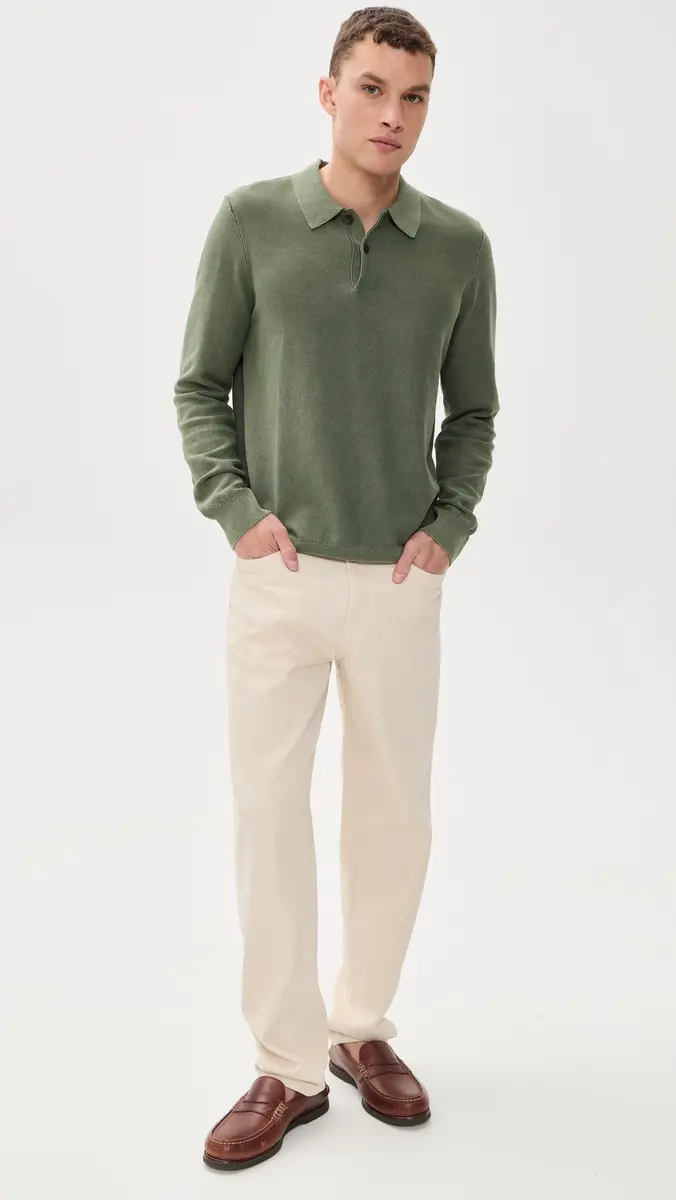 Faherty Long Sleeve Sunwashed Sweater Polo | Thumbnail 5 Faherty Long Sleeve Sunwashed Sweater Polo | Thumbnail 5