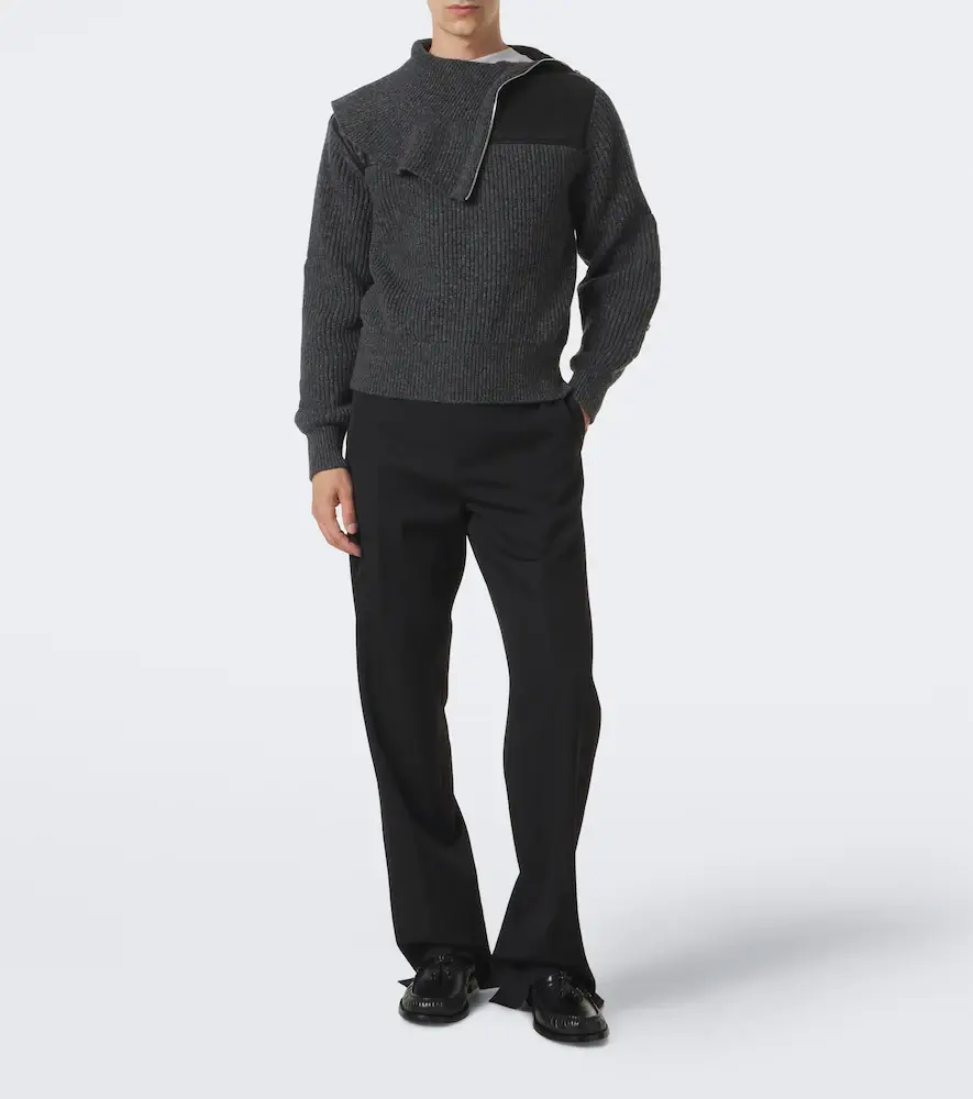 Bottega Veneta Leather-trimmed wool and cashmere sweater | Thumbnail 2