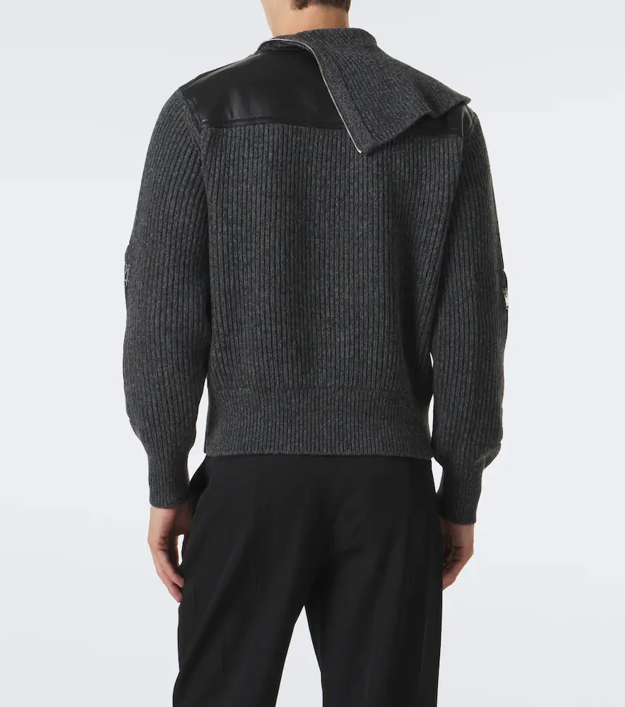 Bottega Veneta Leather-trimmed wool and cashmere sweater | Thumbnail 4