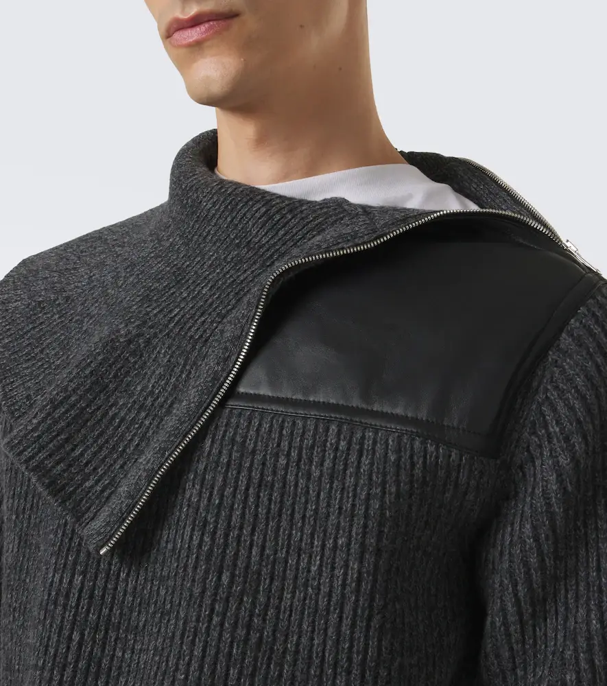 Bottega Veneta Leather-trimmed wool and cashmere sweater | Thumbnail 5