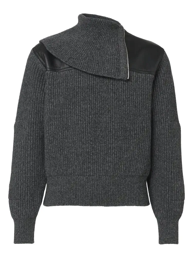 Bottega Veneta Leather-trimmed wool and cashmere sweater