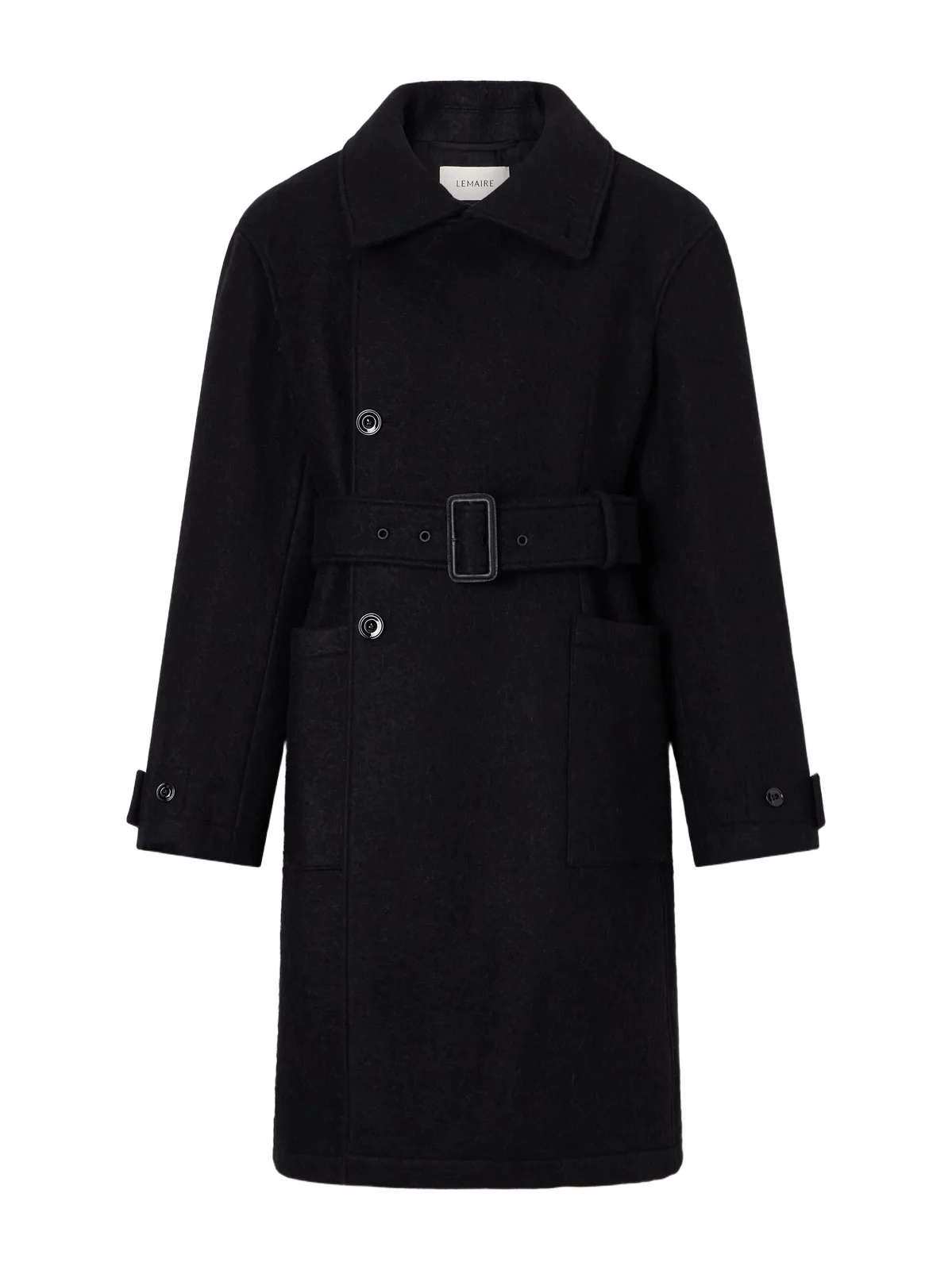 Lemaire Belted Alpaca And Wool-blend Felt Coat