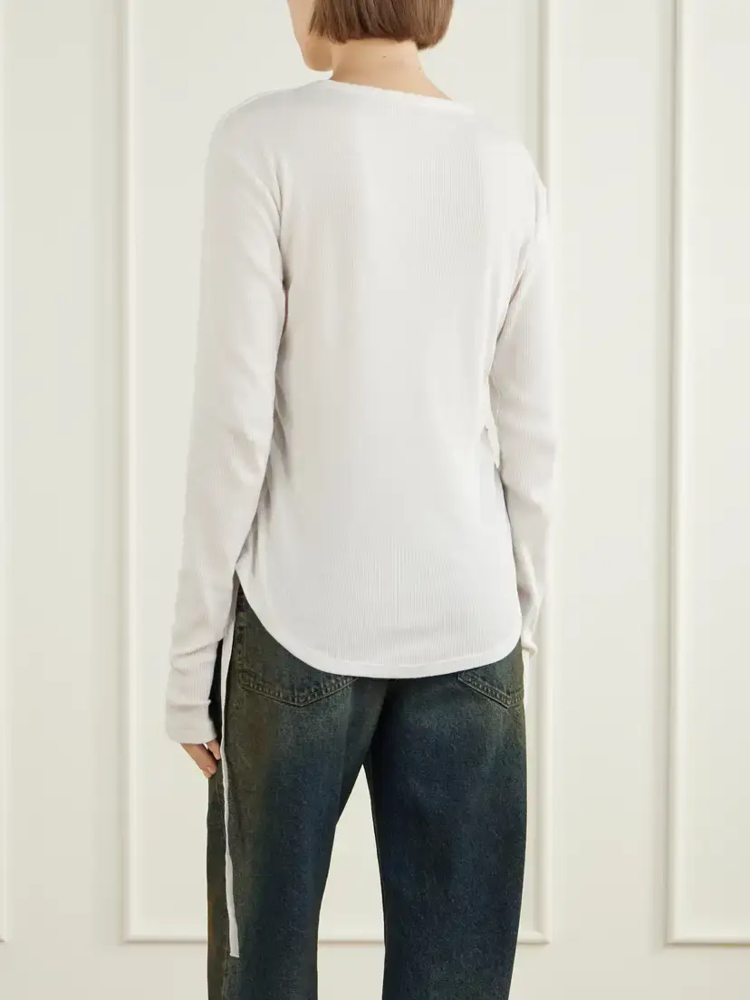 Ann Demeulemeester Dot Gathered Ribbed Cotton T-shirt | Thumbnail 4