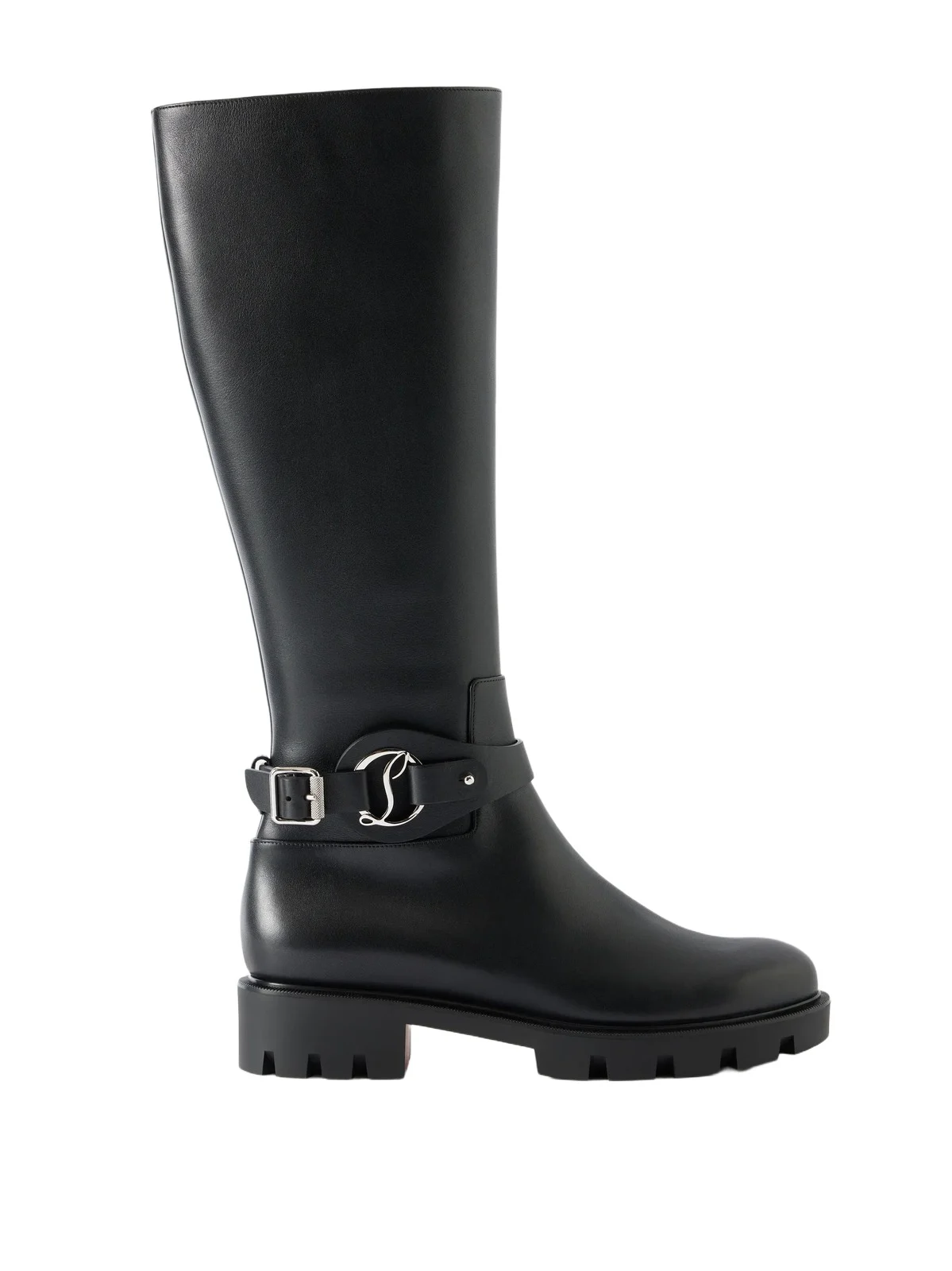 Christian Louboutin Dianouchette Lug Buckled Leather Knee Boots