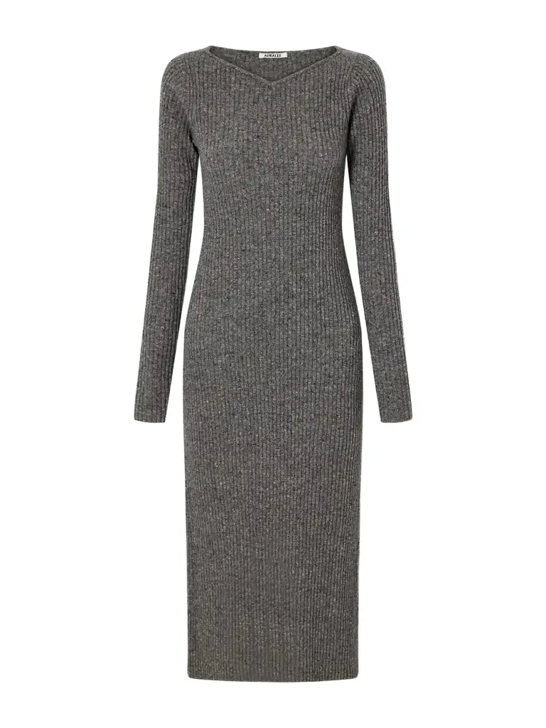 Auralee Ribbed Cashmere Midi Dress | Image 1 Auralee Ribbed Cashmere Midi Dress | Image 1