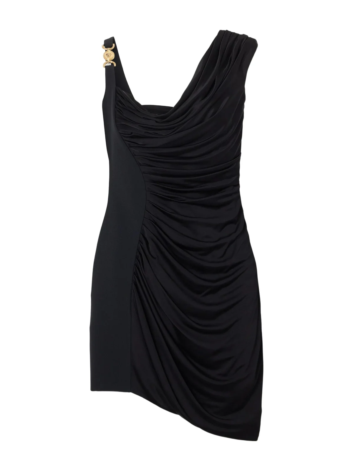 Versace Medusa-embellished Gathered Satin-crepe Mini Dress