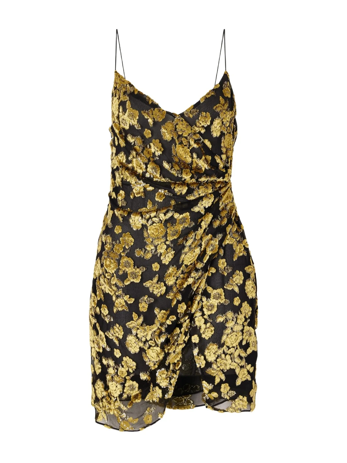 Balmain Gathered Velvet-jacquard Mini Dress | Thumbnail 1 Balmain Gathered Velvet-jacquard Mini Dress | Thumbnail 1