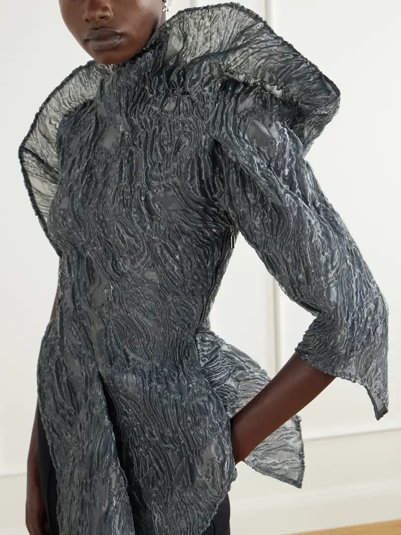 Maticevski Scintilla Asymmetric Crinkled-georgette Blouse | Thumbnail 4 Maticevski Scintilla Asymmetric Crinkled-georgette Blouse | Thumbnail 4