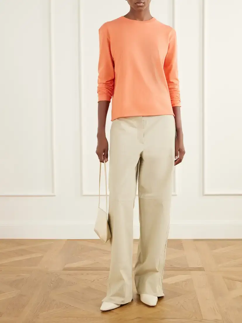 Auralee Cotton And Cashmere-blend T-shirt - Orange | Thumbnail 2 Auralee Cotton And Cashmere-blend T-shirt - Orange | Thumbnail 2