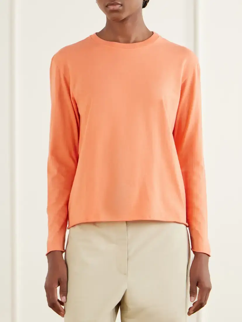 Auralee Cotton And Cashmere-blend T-shirt - Orange | Thumbnail 3 Auralee Cotton And Cashmere-blend T-shirt - Orange | Thumbnail 3
