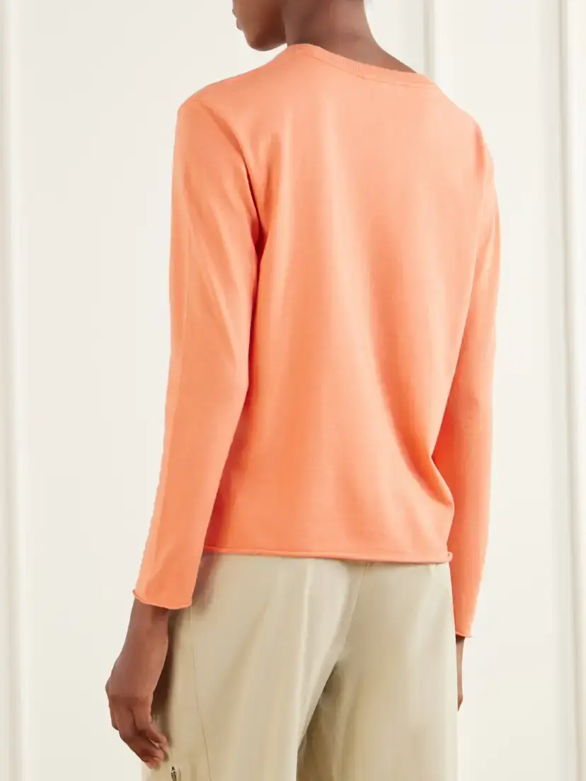 Auralee Cotton And Cashmere-blend T-shirt - Orange | Thumbnail 4 Auralee Cotton And Cashmere-blend T-shirt - Orange | Thumbnail 4