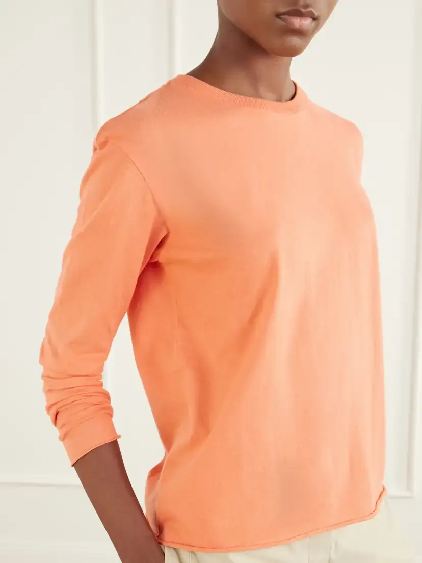 Auralee Cotton And Cashmere-blend T-shirt - Orange | Thumbnail 5 Auralee Cotton And Cashmere-blend T-shirt - Orange | Thumbnail 5