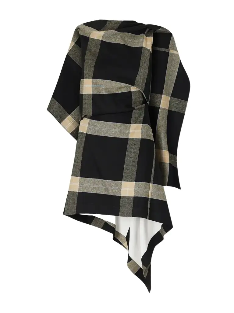 Loewe Asymmetric Checked Crepe Mini Dress | Image 1 Loewe Asymmetric Checked Crepe Mini Dress | Image 1
